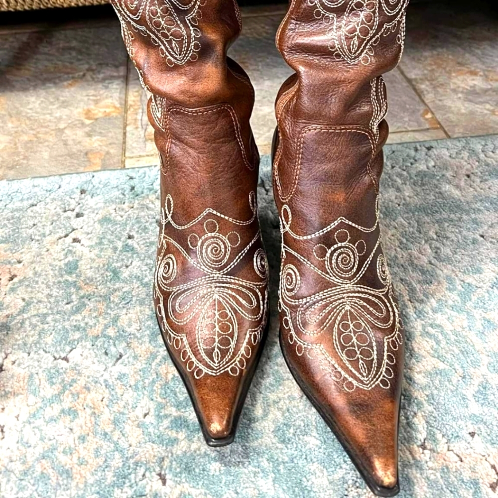 Leather over knee boots